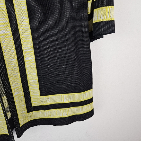 Misook Black Yellow Trim Sweater Jacket Cardigan Size M NWT - Picture 4 of 8